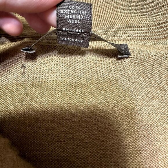 Nordstrom Mens Extra Fine Merino Wool Collared Sweater Polo Size L Camel *Flaw - Picture 7 of 11